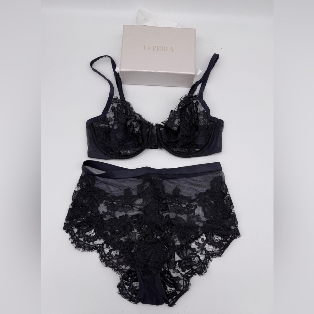 La Perla Navy Lace Lingerie Set